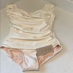 Albion fit medium cream shimmer swimsuit